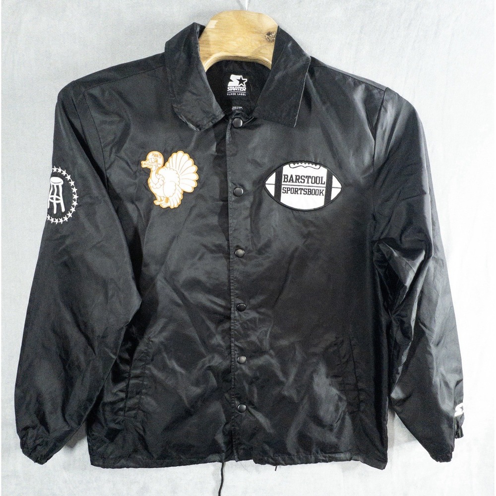 Barstool Sports Overs Club Starter‎ Black Label Jacket Mens XL Snap Front